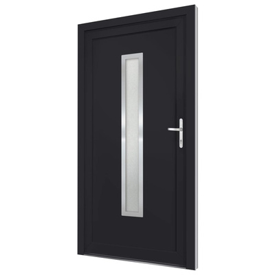 vidaXL Drzwi wejściowe, antracytowe, 98x208 cm, PVC