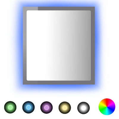 vidaXL Lustro łazienkowe LED, wysoki połysk, szare, 40x8,5x37cm, akryl