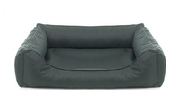 Legowisko dla psa Sofa Valencia Standard w kolorze ciemnoszarym z czarnym wykończeniem Rozmiar: S - 65 x 50 cm