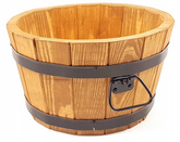 Donica ogrodowa drewniana okrągła wysoka 21 cm brązowa D35H21
