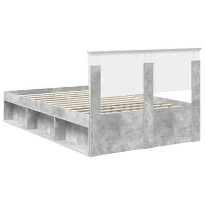 Ramka łóżka Szary beton 135 x 190 cm Drewno inżynieryjne