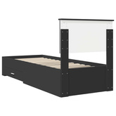 Ramka łóżka Czarny i Srebrny 75 x 190 cm Drewno inżynieryjne