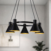 Lampa wisząca More czarno-złota metalowa 5-płomienna do salonu
