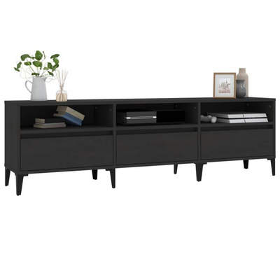 vidaXL Szafka pod TV, czarna, 150x30x44,5 cm, materiał drewnopochodny