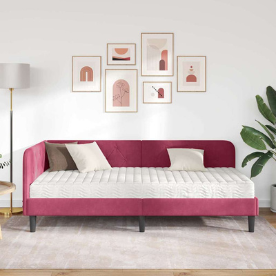 Rama łóżka narożnego Czerwone wino 100 x 200 cm Aksamit
