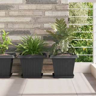 Kwadratowa Taca na Kwiaty 6 pcs Czarny 21 x 21 x 2 cm