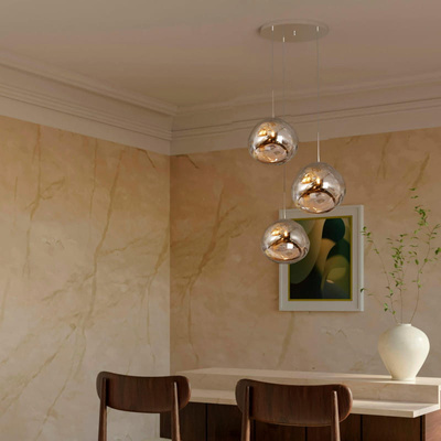 Lampa Wisząca srebrna  Szklana 3x E27 Abruzzo Sfero