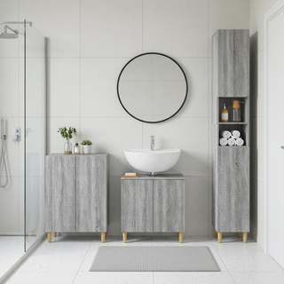 Zestaw szafek łazienkowych w 3 częściach DELFT Szary Sonoma