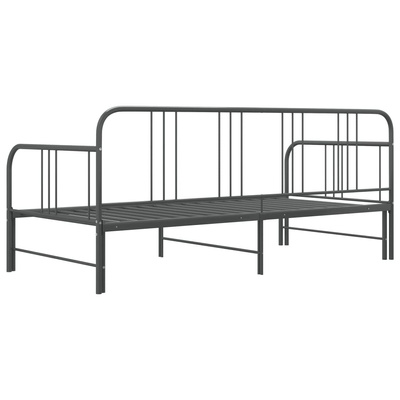 Sofa z wysuwaną ramą łóżka, szara, metalowa, 90x200 cm wariant 4