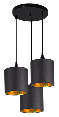 Lampa wisząca z abażurami Long czarna potrójna nowoczesna do salonu
