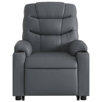 vidaXL Podnoszony fotel masujący, rozkładany, szary, ekoskóra model standard