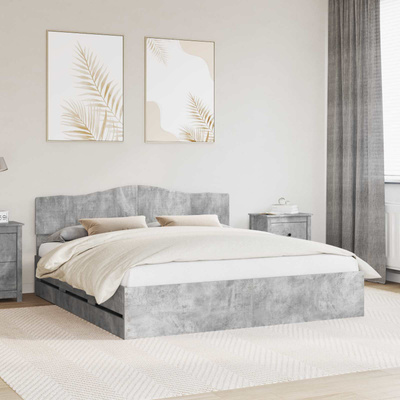 Ramka łóżka Betonowy szary 200 x 200 cm Drewno inżynieryjne