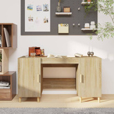 vidaXL Biurko, dąb sonoma, 140x50x75 cm, materiał drewnopochodny wariant 8