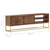 vidaXL Szafka pod TV, 138x30x46 cm, lite drewno mango