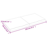 Półka, brązowa, 120x60x(2-4) cm, lakierowane lite drewno dębowe