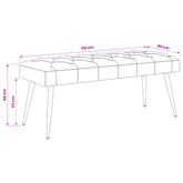 Ławka z guzikami jasnoszary 110 x 40 x 46 cm Welur