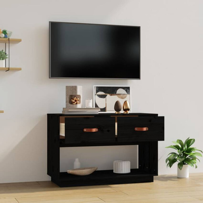 vidaXL Szafka pod TV, czarna, 90x40x60 cm, lite drewno sosnowe