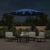 vidaXL Parasol wiszący z LED i stalowym słupkiem, 300 cm, lazurowy