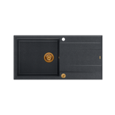 EVAN 146 XL GraniteQ zlewozmywak z syfonem Push 2 Open 1-komorowy z/o (1000x500x210; kom. 420x480) black diamond / elementy miedziane