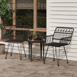 vidaXL Krzesła ogrodowe, 2 szt., czarne, 56x64x80 cm, rattan PE