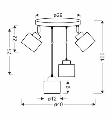 Lampa wisząca Wama talerz czarna chrom 4-punktowa metalowa nad stół