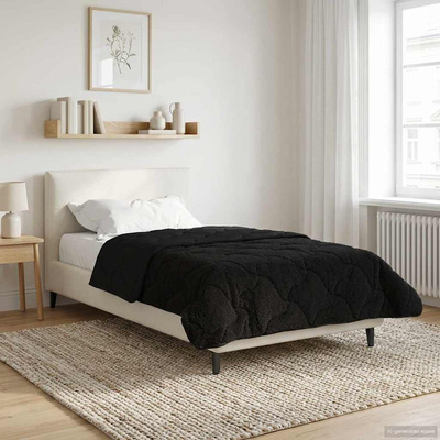 Letni Kołdra Czarny 135 x 200 cm Mikrofibra i Fleece Teddy