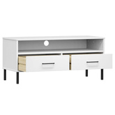 vidaXL Szafka pod TV OSLO, metalowe nóżki, biała, sosnowa model standard