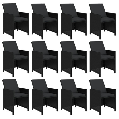 13-cz. zestaw mebli ogrodowych z poduszkami, polirattan, czarny