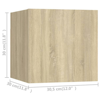 vidaXL Wiszące szafki telewizyjne, 8 szt., dąb sonoma, 30,5x30x30 cm