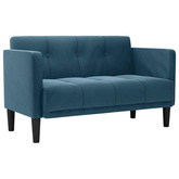 Sofa dwuosobowa niebieska 111 cm aksamitna