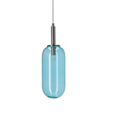 Lampa wisząca FIUGGI niebieska - ze szklanym z długim kloszem – nowoczesna lampa LED nad stół i do salonu