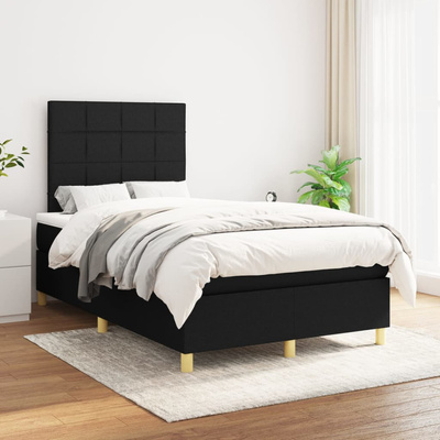 vidaXL Łóżko kontynentalne z materacem, czarne, tkanina, 120x200 cm wariant 9