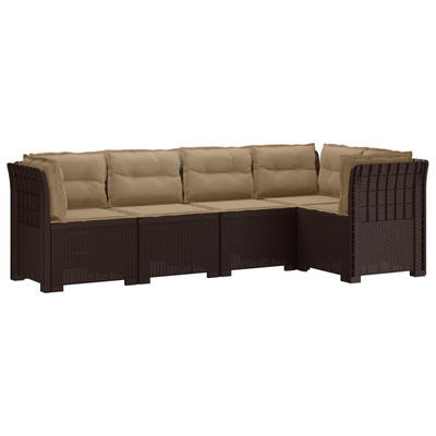 5-osobowa sofa ogrodowa z poduszkami w stylu rattanowym PP