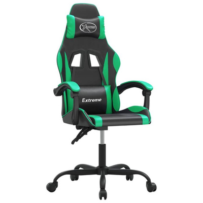 vidaXL Obrotowy fotel gamingowy, czarno-zielony, sztuczna skóra model standard
