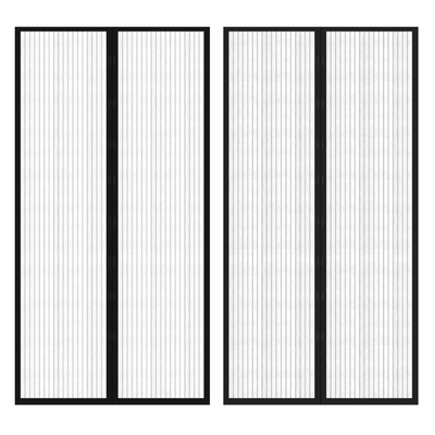 Moskitiery na drzwi, 210 x 100 cm, 2 szt., z magnesem, czarne