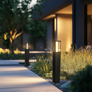 Lampa ogrodowa stojąca LED CROCUS – czarny słupek 2x6W IP65 - nowoczesne oświetlenie ścieżki ogrodowej