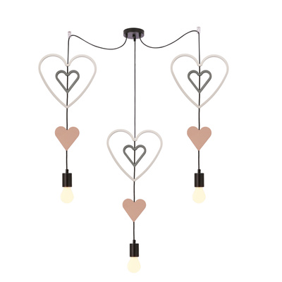 Trio hhh p lampa wisząca czarny 3x20W E27 iq kids biały+różowy+szary