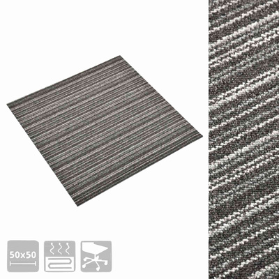 Dywan 20 pcs Antracytowy w paski 50 x 50 cm 100% polipropylen