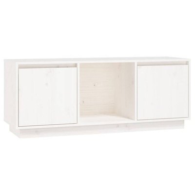 vidaXL Szafka pod TV, biała, 110,5x35x44 cm, lite drewno sosnowe