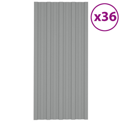 Panel dachowy 36 pcs Szary 100 x 45 cm Stal galwanizowana