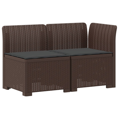Sofa Ogrodowa 2-osobowa z Poduszkami w Wyglądzie Rattanowym