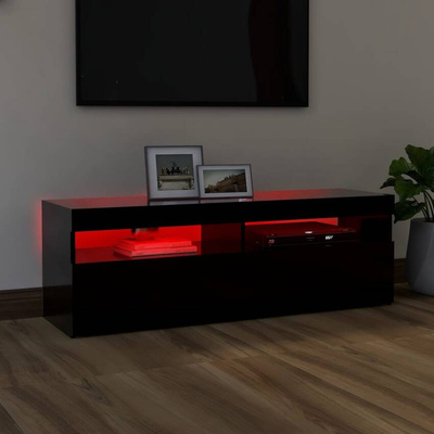 vidaXL Szafka pod TV z oświetleniem LED, czarna, 120x35x40 cm