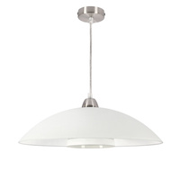 DUETTO lampa wisząca satynna nikiel 1x40W E27 klosz biały+białe paski