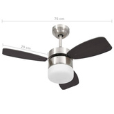 vidaXL Wentylator sufitowy z lampą i pilotem, 76 cm, ciemnobrązowy