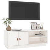 vidaXL Szafka pod TV, biała, 105x34x40 cm, lite drewno sosnowe