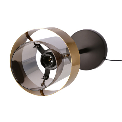 Lampka nocna Spiega szklana dymiona mosiądz E27 rustykalna