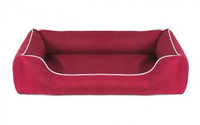 Legowisko dla psa Sofa Valencia Standard w kolorze czerwonym z białym wykończeniem Rozmiar: M - 80 x 60 cm