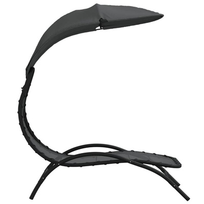 vidaXL Leżak z zadaszeniem, ciemnoszary, 167x80x195 cm, tkanina i stal