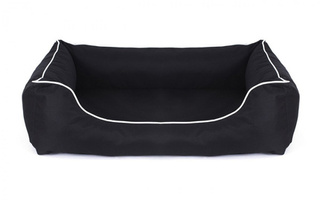Legowisko dla psa Sofa Valencia Standard w kolorze czarnym z białym wykończeniem Rozmiar: L - 100 x 75 cm
