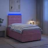 Łóżko z box spring LED z materacem różowy 120 x 190 cm Welur